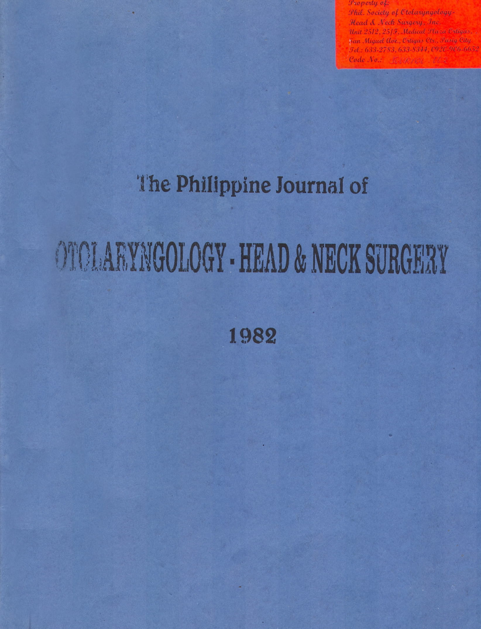 					View 1982: Philippine Journal of Otolaryngology-Head and Neck Surgery
				