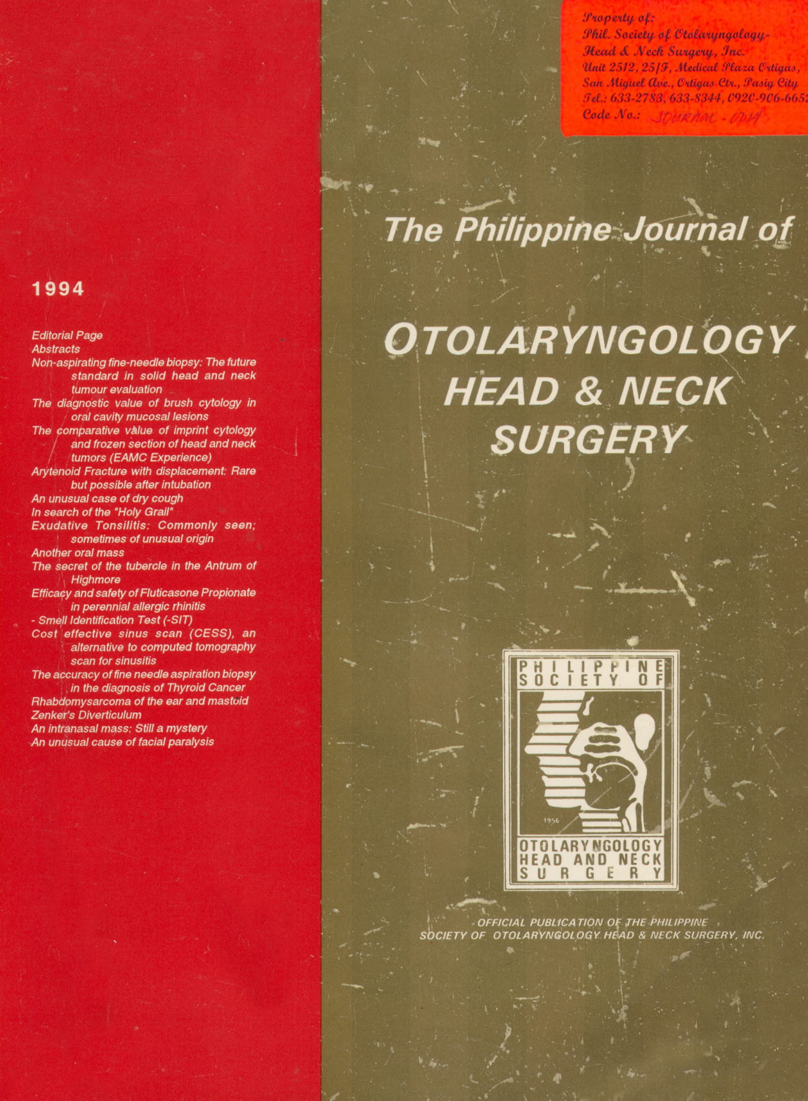 					View 1994: Philippine Journal of Otolaryngology-Head and Neck Surgery
				
